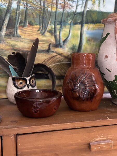 Ensemble vase + pot vernissés